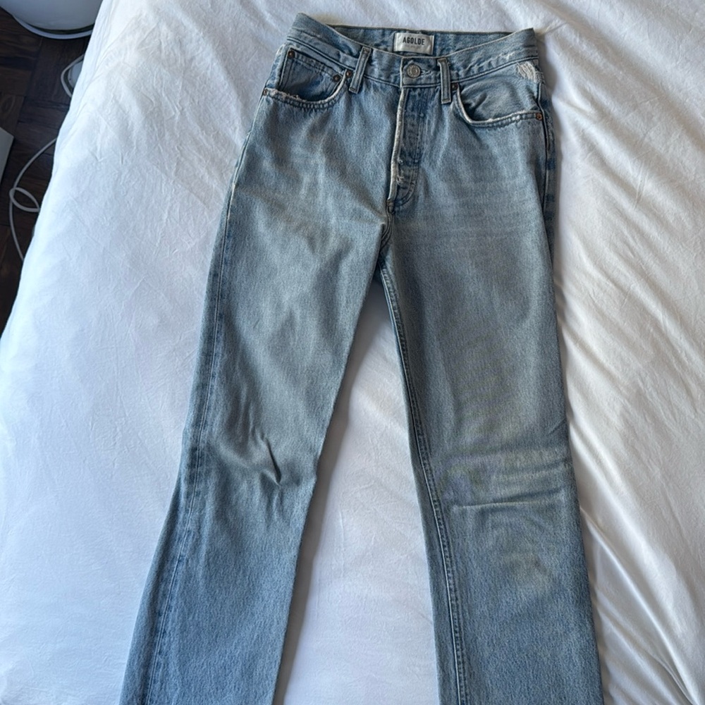 Pinch waist high rise straight AGOLDE jeans called RILEY
